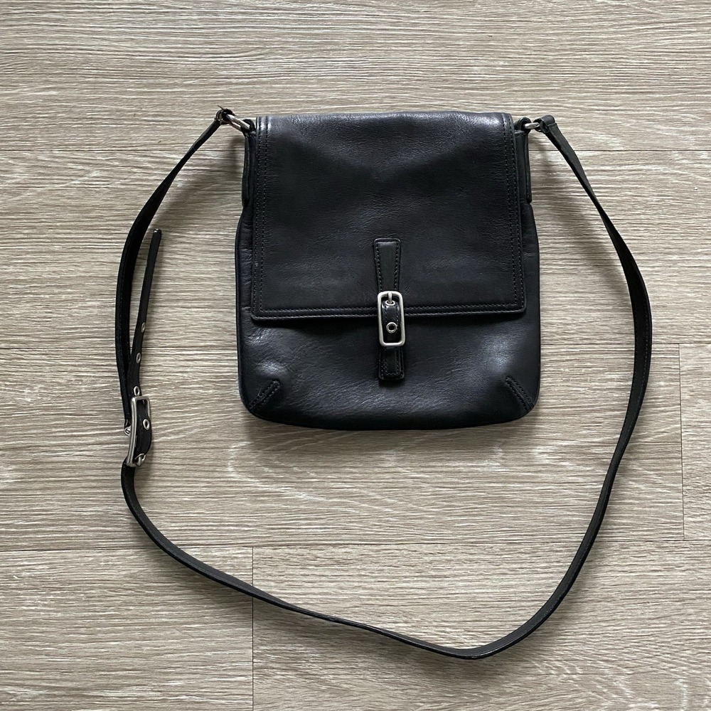 Coach Vintage Soho Black Leather Flap Shoulder Crossbody Bag Old Coach Authentic